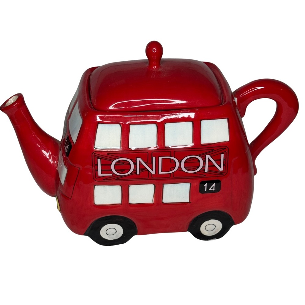 Red Ceramic Double Decker London Bus Teapot